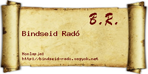 Bindseid Radó névjegykártya